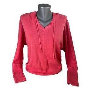 Akini Pink Sweatshirt Hoodie with Thumb Holes Pullover V-Neck Sweater Size Small